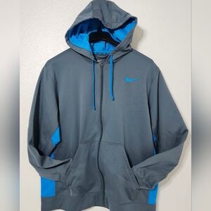 Nike Therma-FIT Full Zip Hoodie Jacket Gray Blue Colorblock Men’s